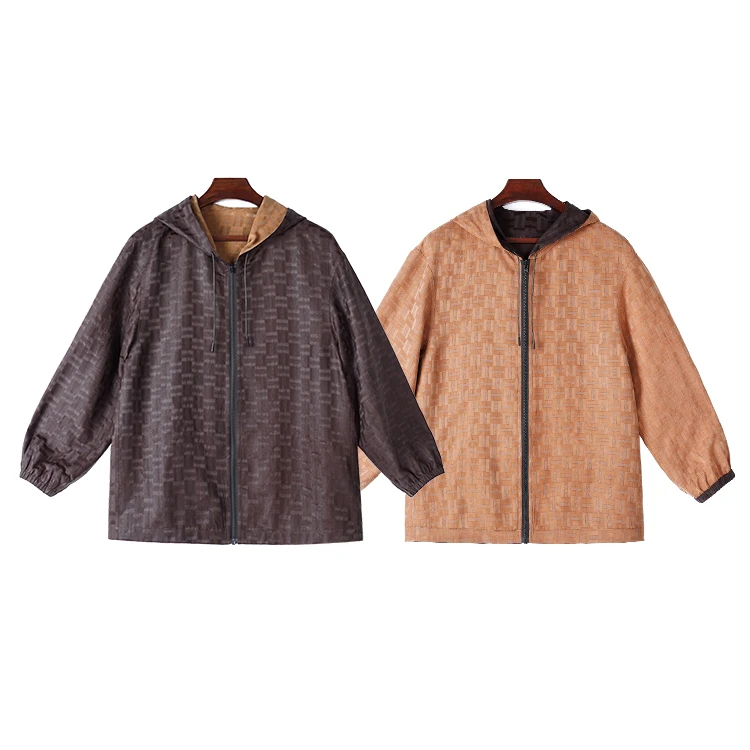 99387 男士双面穿外套 桑蚕丝透孔罗香云纱男装中式轻薄夏季上衣