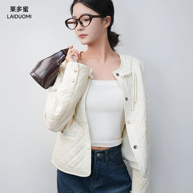 小香风外套国风新中式盘扣设计菱格圆领短款时尚潮流