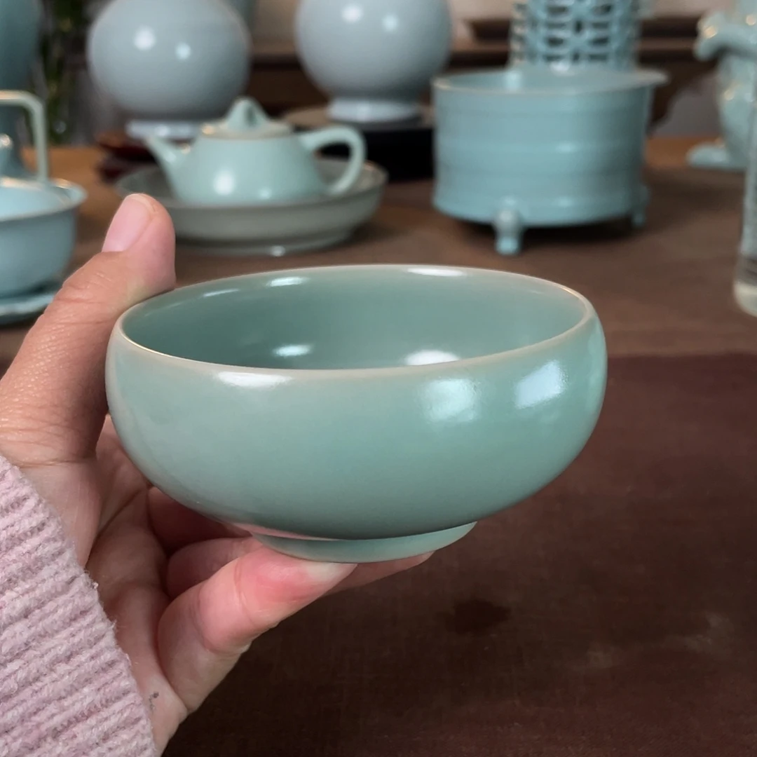 哦***豁瓷禅定杯原矿汝瓷当代