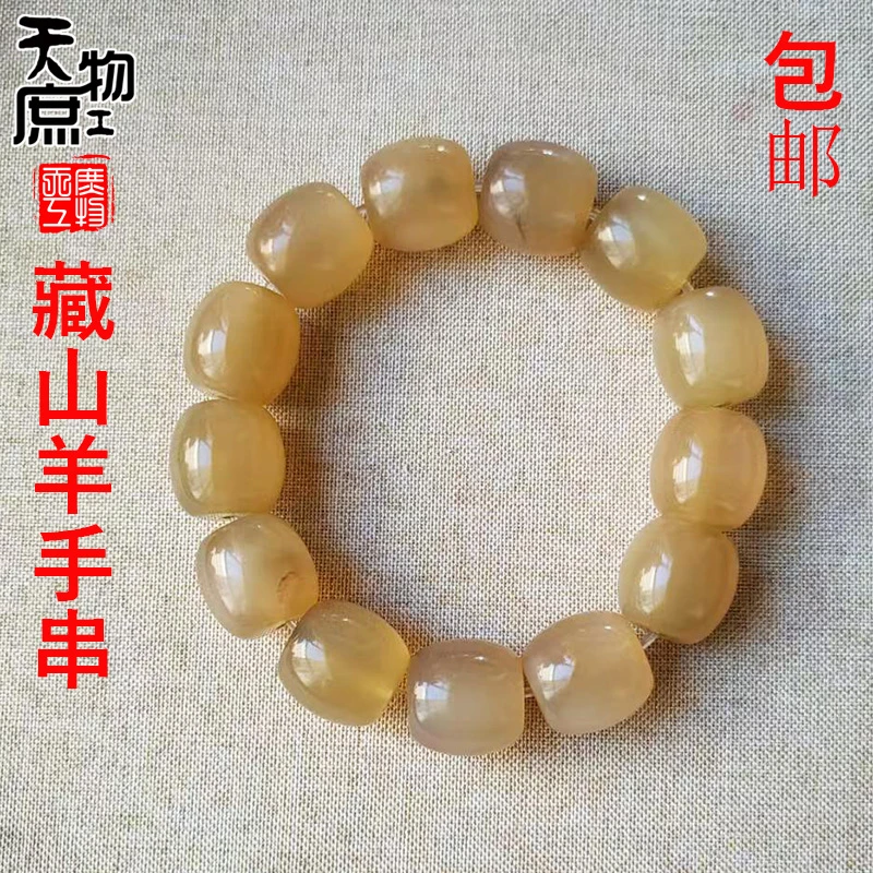 非金属木质手链 藏山羊桶珠手串原色打磨抛光角丝血丝纹手链珠串