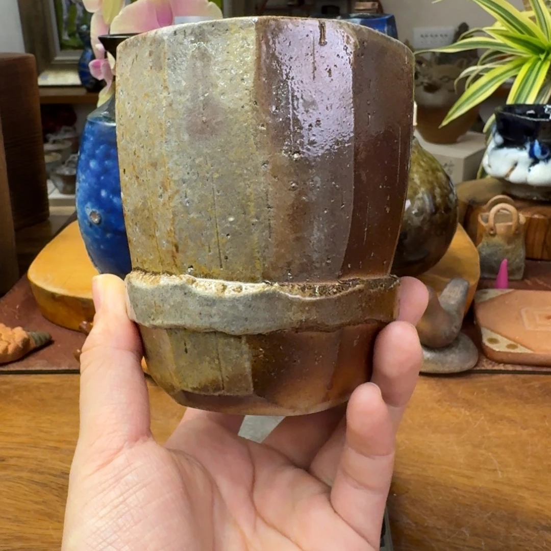 金光教悟备前烧面取汤吞福利一口价