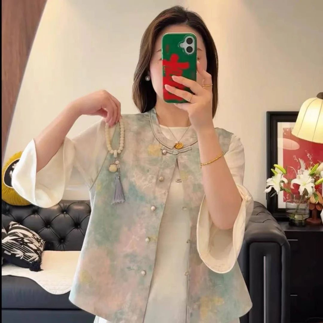 青浅新中式国风高端马甲外穿背心女士春夏薄款坎肩高级感马夹217