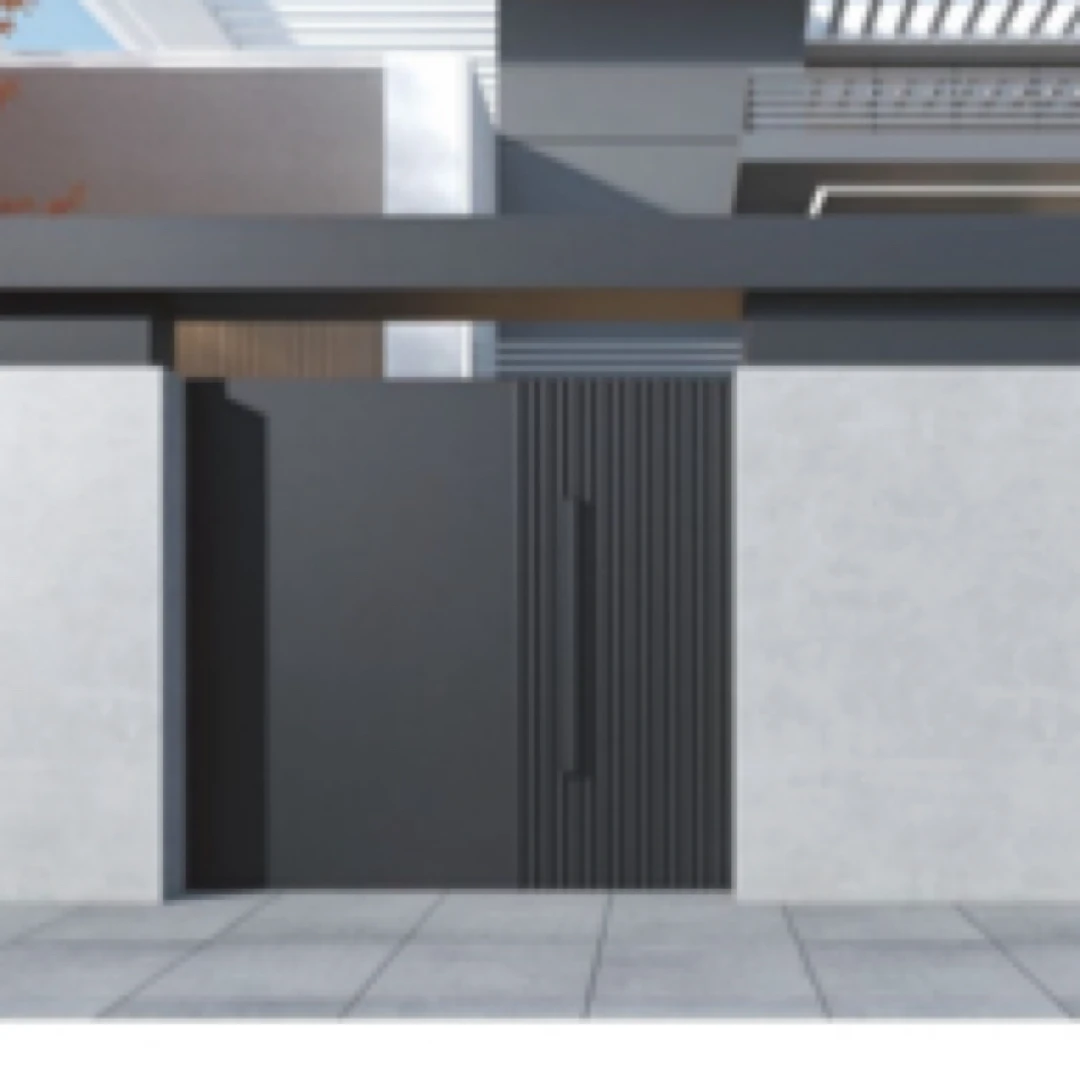 家用院子新中式别墅庭院围墙双开铝合金铝艺大门楼