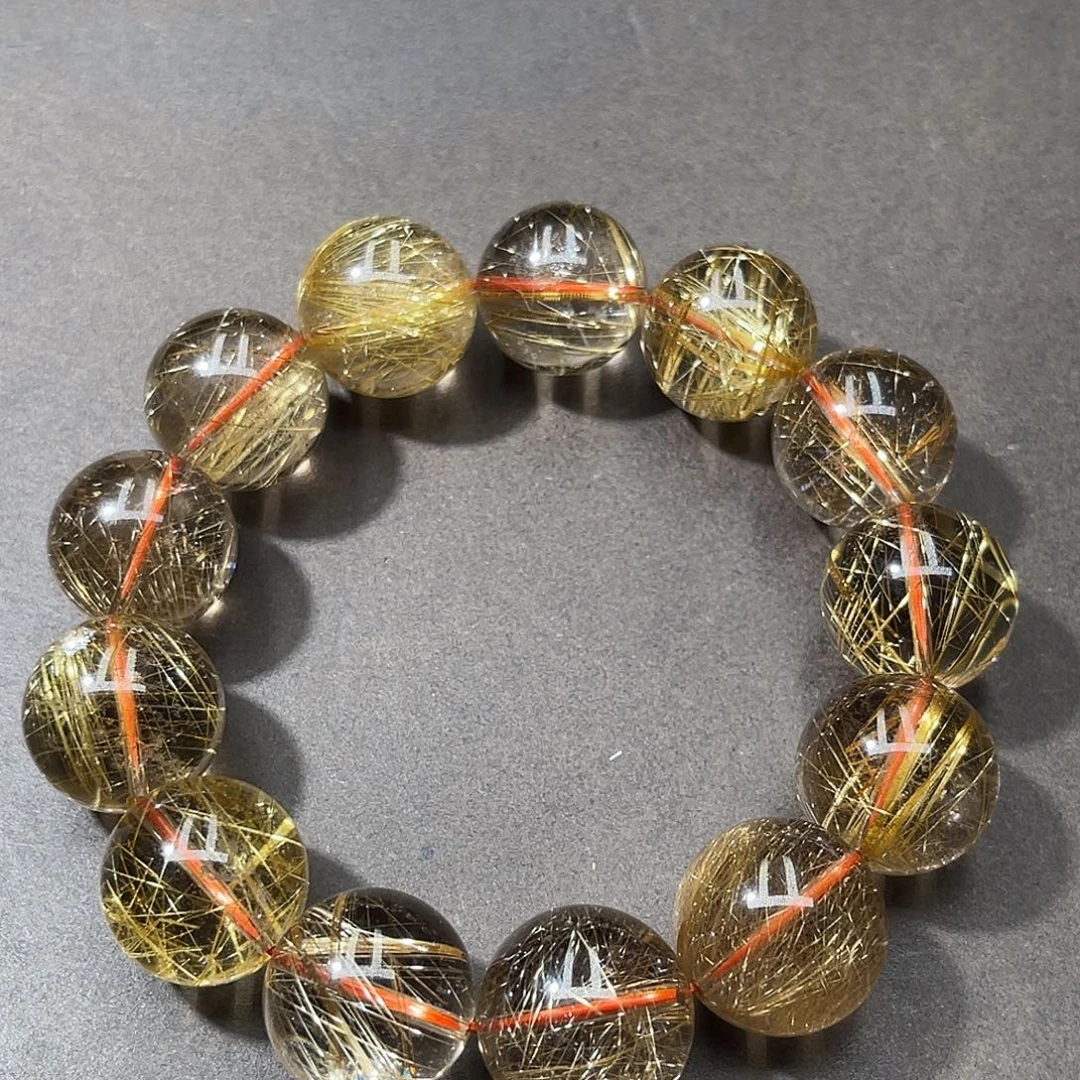 志***鹏未镶嵌手串发晶大颗粒金钛晶