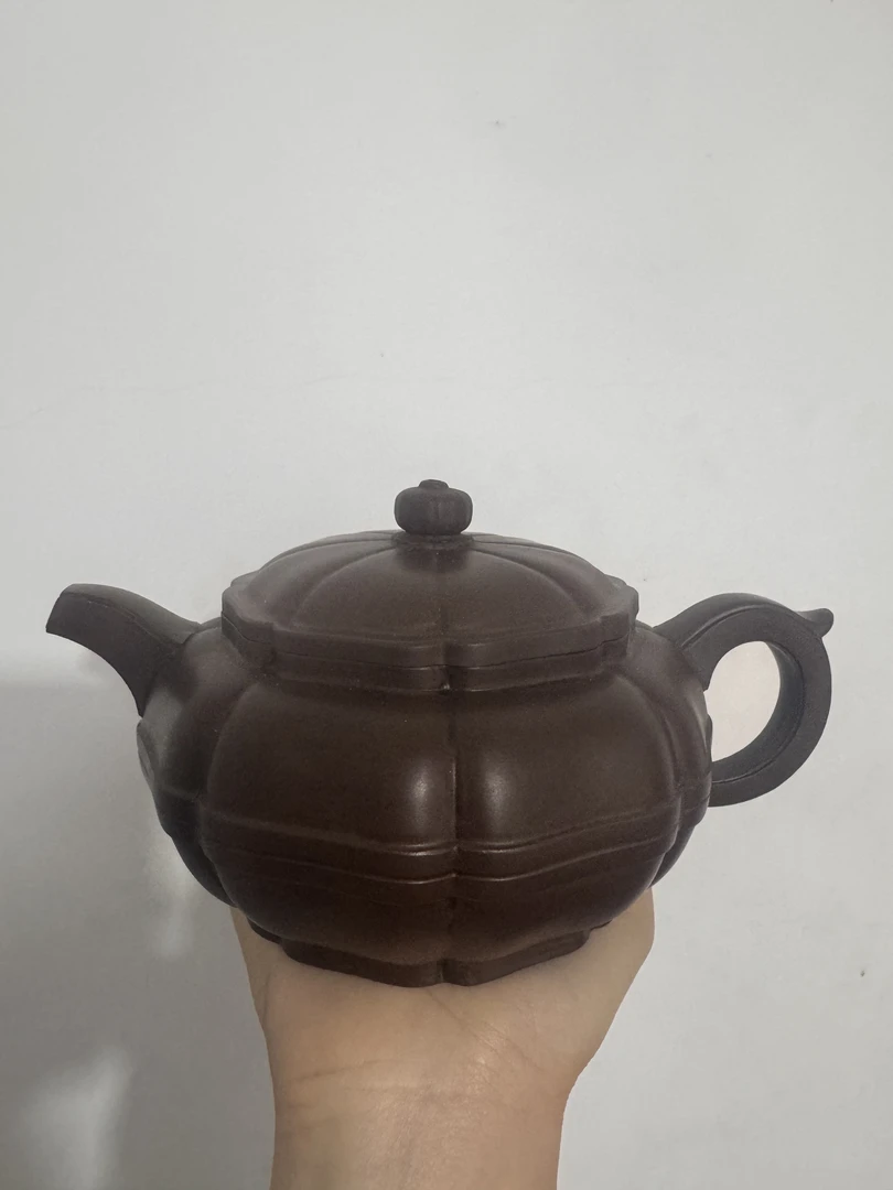 紫泥宝菱紫砂壶宜兴手工茶具收藏佳品大合菱800毫升