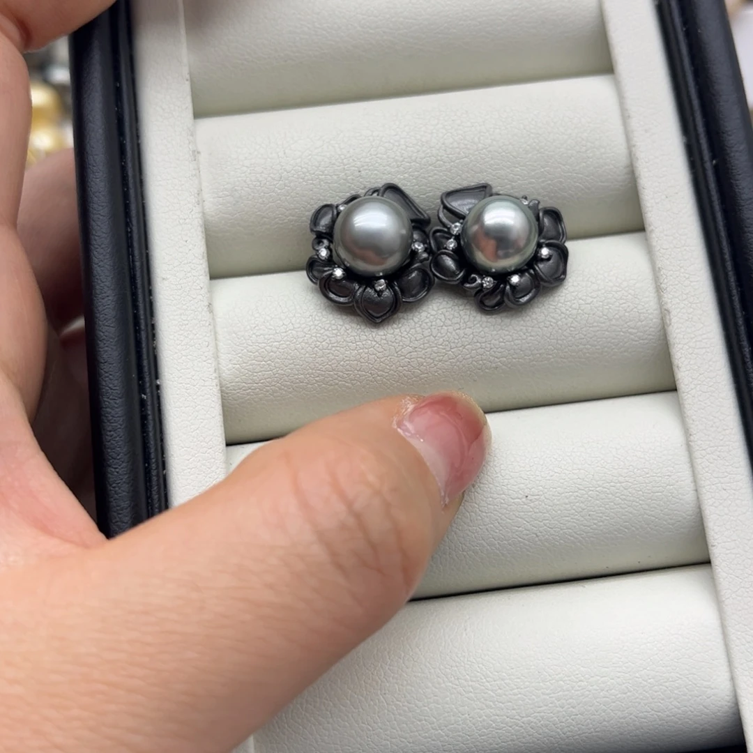 银S925镶嵌耳饰海水珍珠