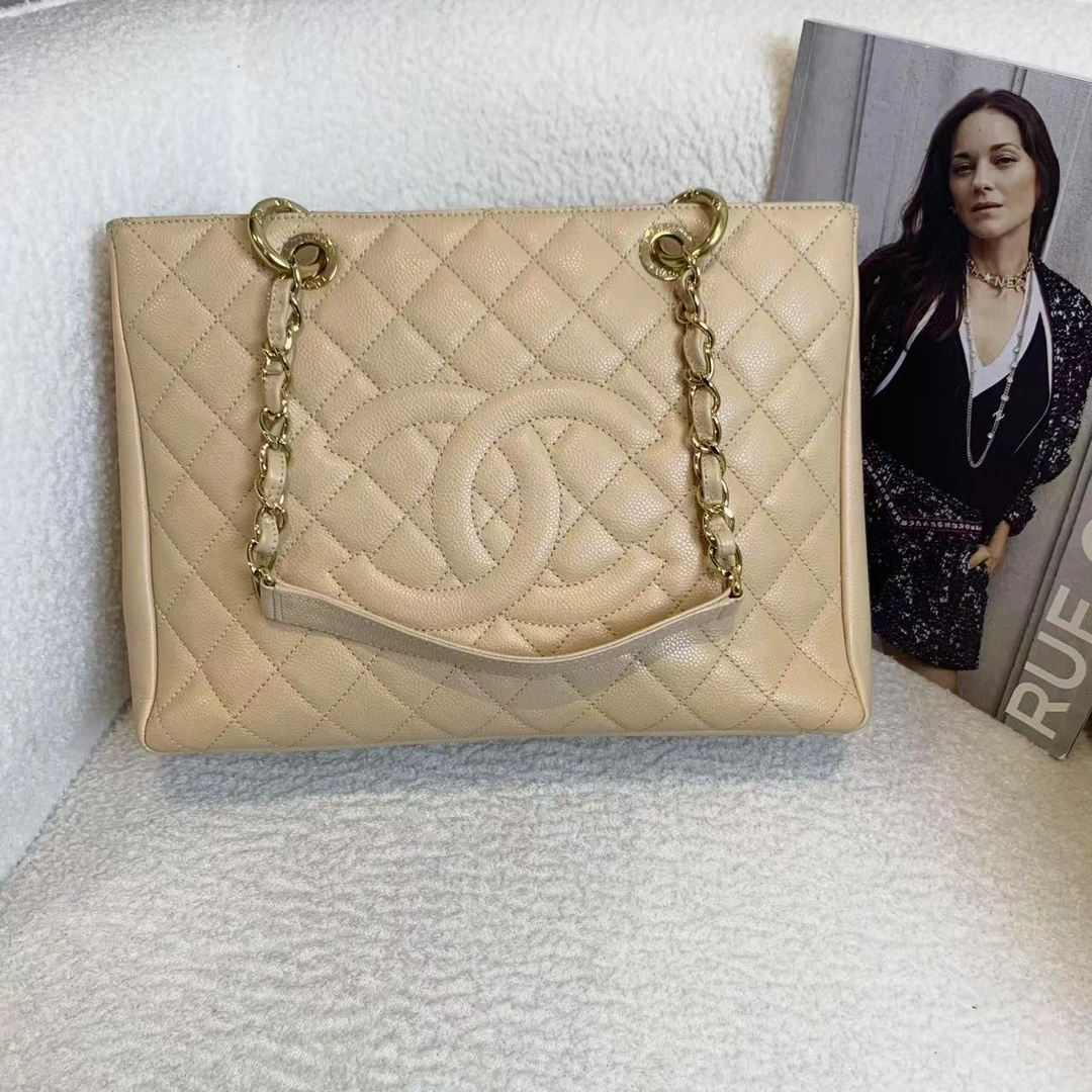 99新 Chanel/香奈儿 壹臻/18开 米色gst托特包/25231316