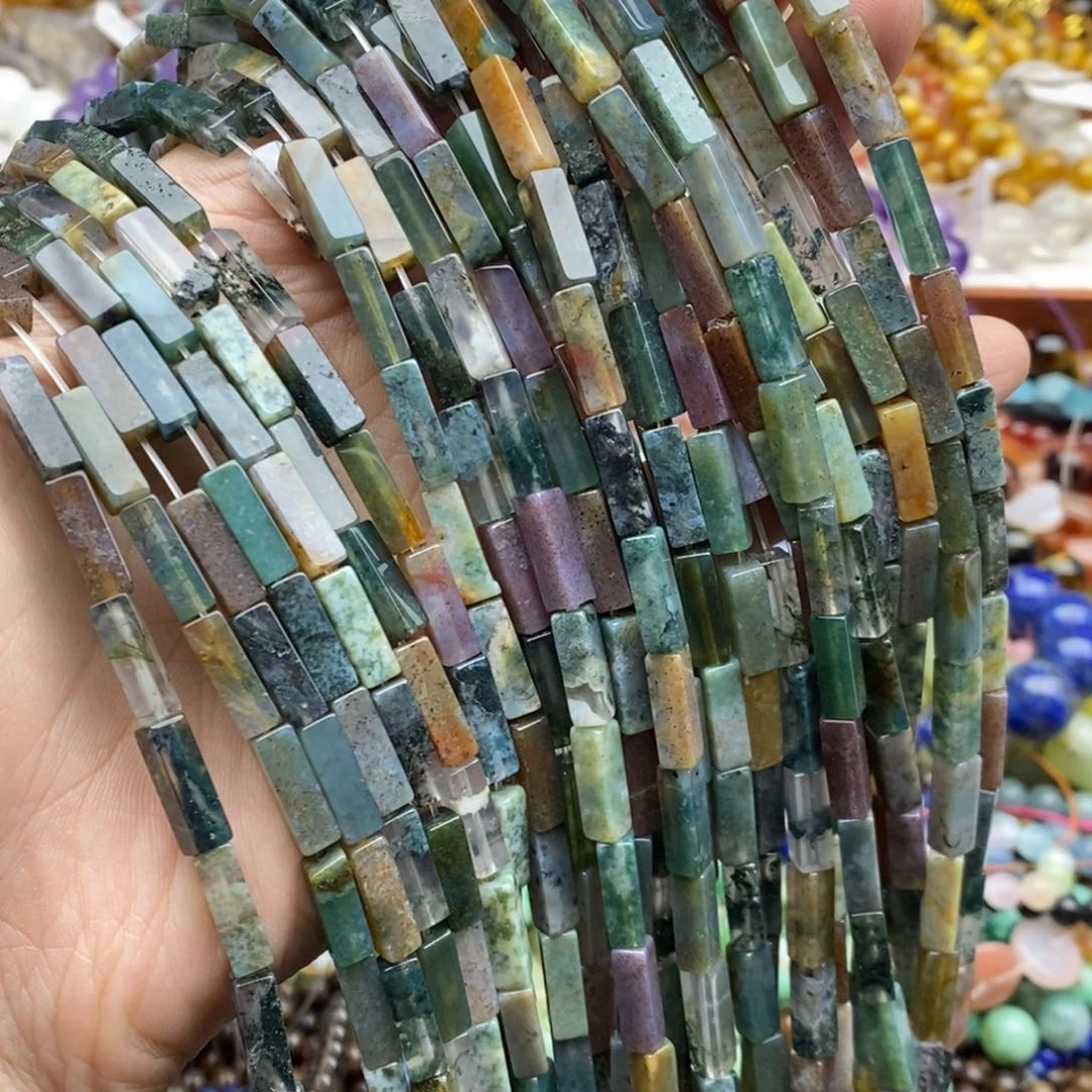 玛瑙/玉髓合金珠宝半成品一条天然4×13水草玛瑙方管