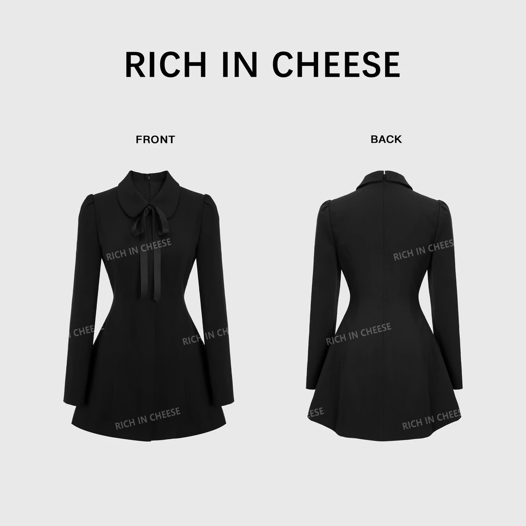 RICHINCHEESE 私人定制 千金感立体剪裁收腰气质短款连衣裙