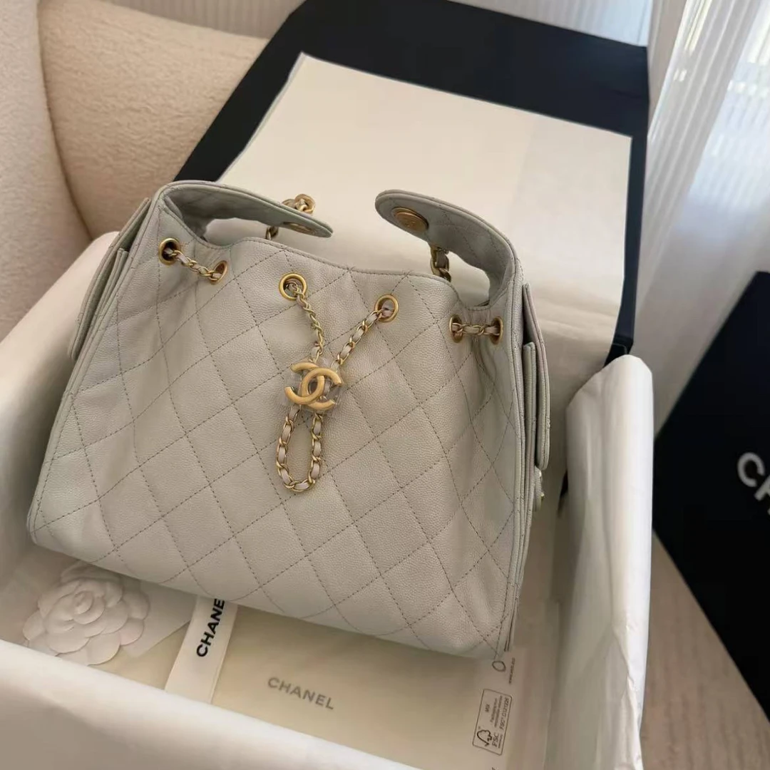 未使用 Chanel/香奈儿 多多奢品/香奈儿25bag灰色中号荔枝牛包