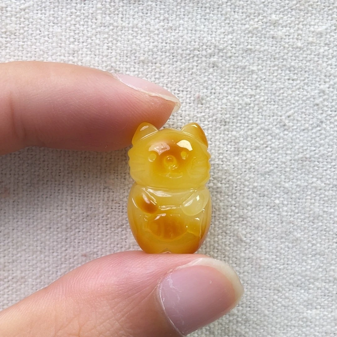 琥珀未镶嵌珠宝奇石小猫咪