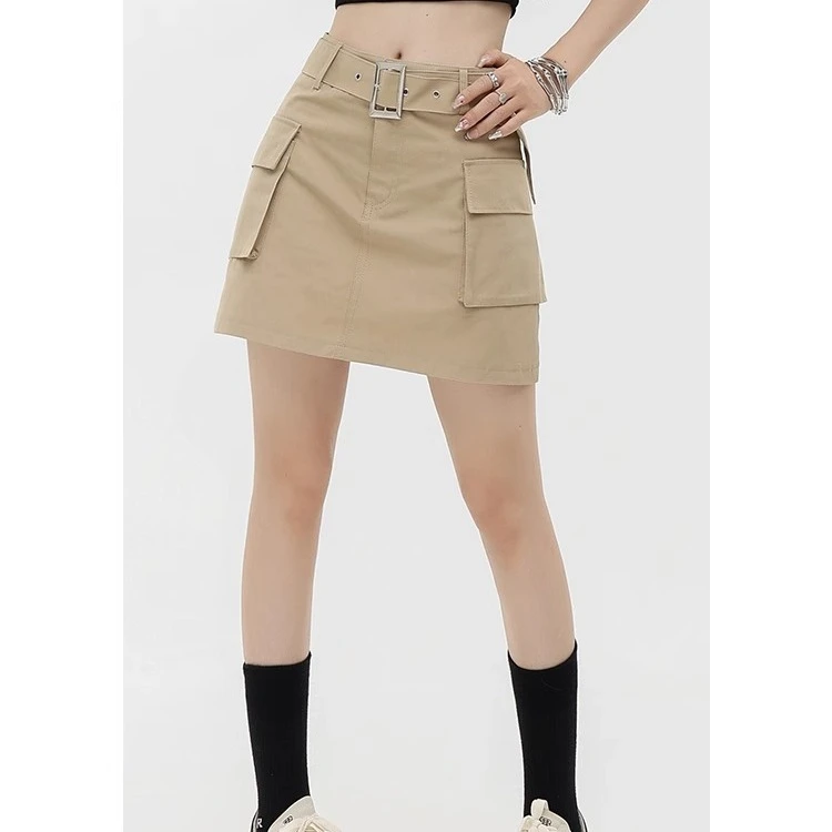 【3670】【低价清仓】美式复古工装短裙半身裙胖妹妹mm大码梨形身材裙