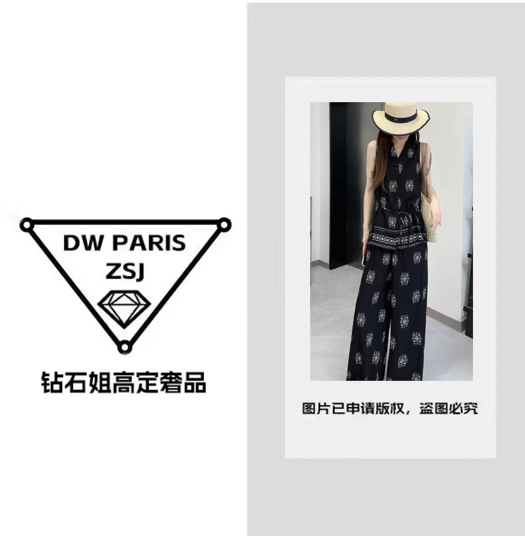 【法式静奢】韩国单！！2025夏季轻奢风时尚百搭阔腿裤套装-FC6199