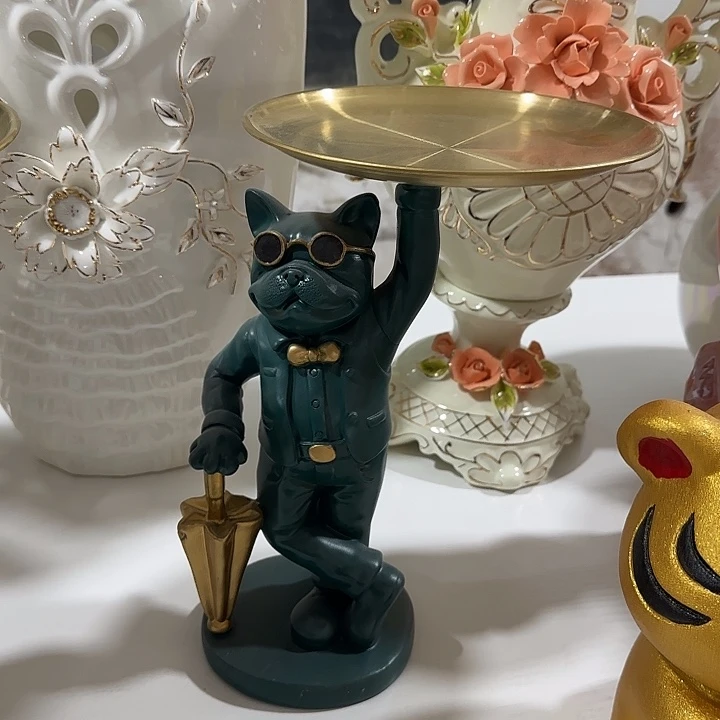 树脂绿色墨镜狗托盘