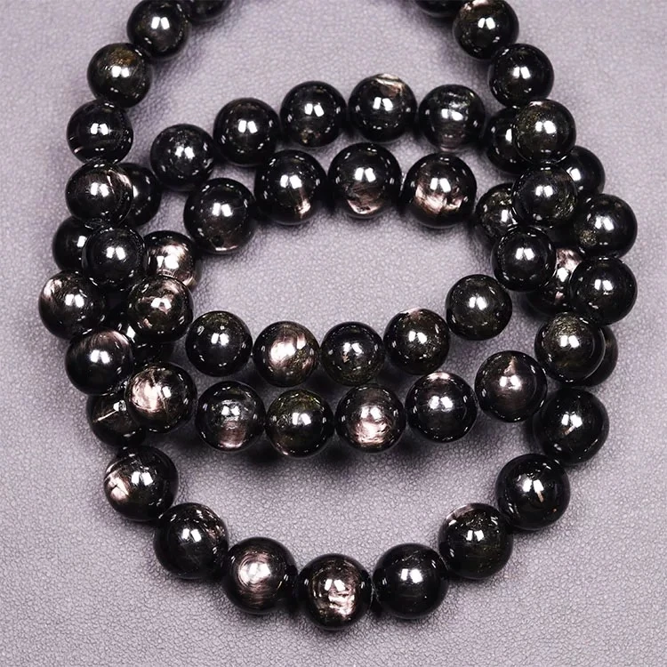 古埃及原矿金运石9.8-10mm强银光双十字星光猫眼111多样性发其一