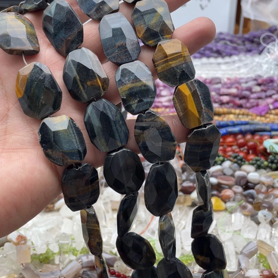 玛瑙/玉髓合金珠宝半成品一条装梦幻彼得虎切面19*24mm