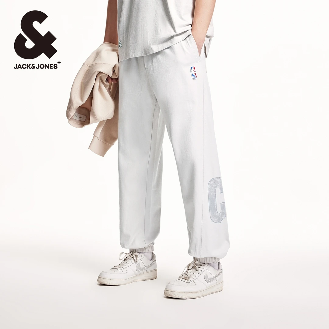 杰克琼斯NBA联名款秋季新款凯尔特人队字母纯棉宽松束脚卫裤男裤