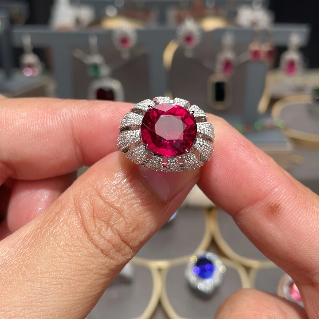 戒指碧玺18K金镶嵌6.3ct