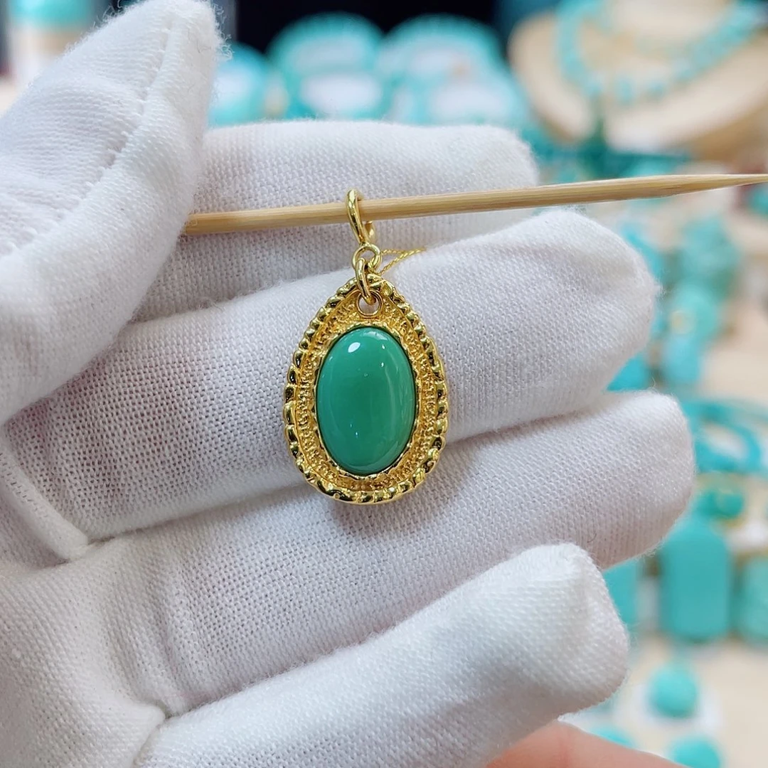 绿松石珠宝奇石18K金镶嵌
