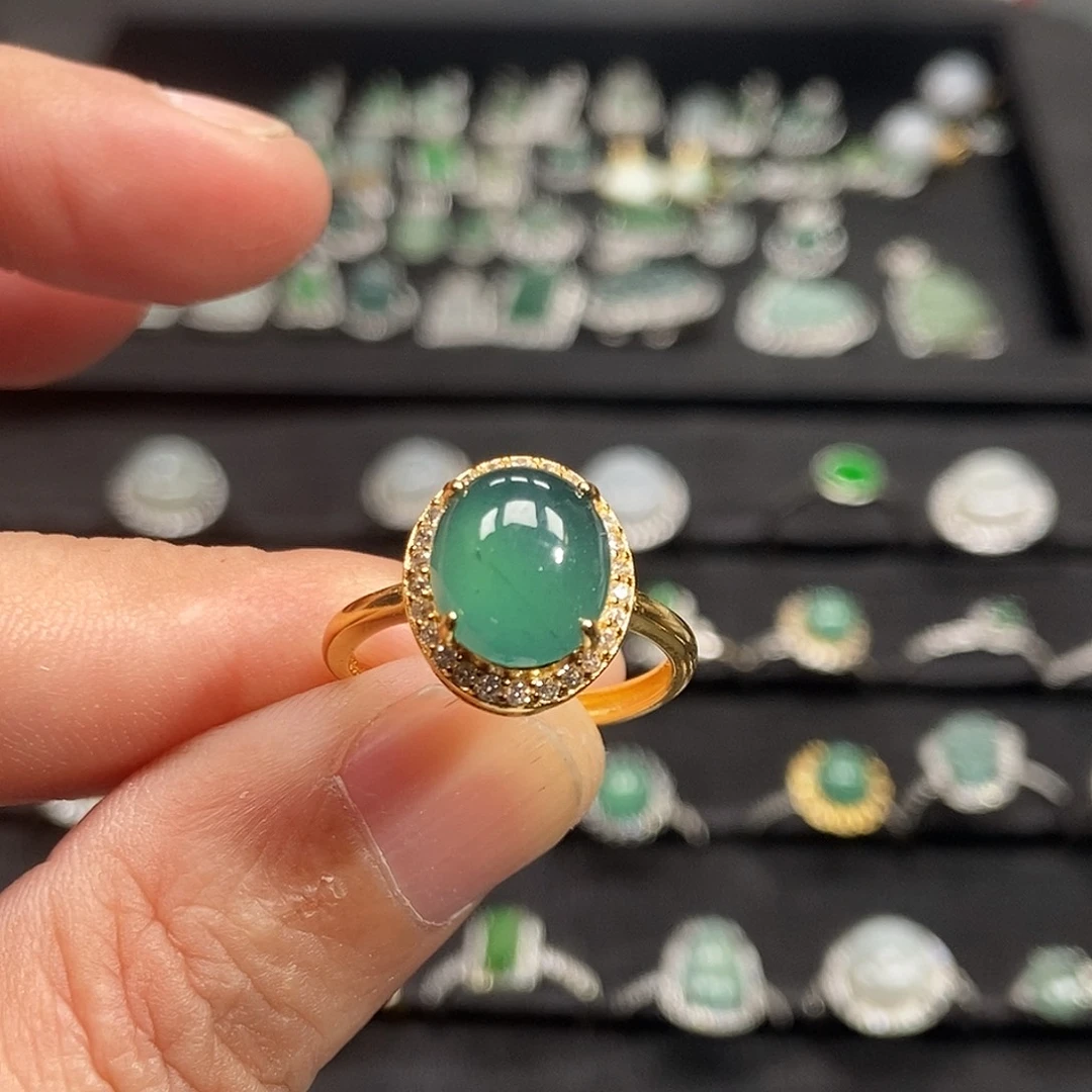 翡翠银S925镶嵌戒指