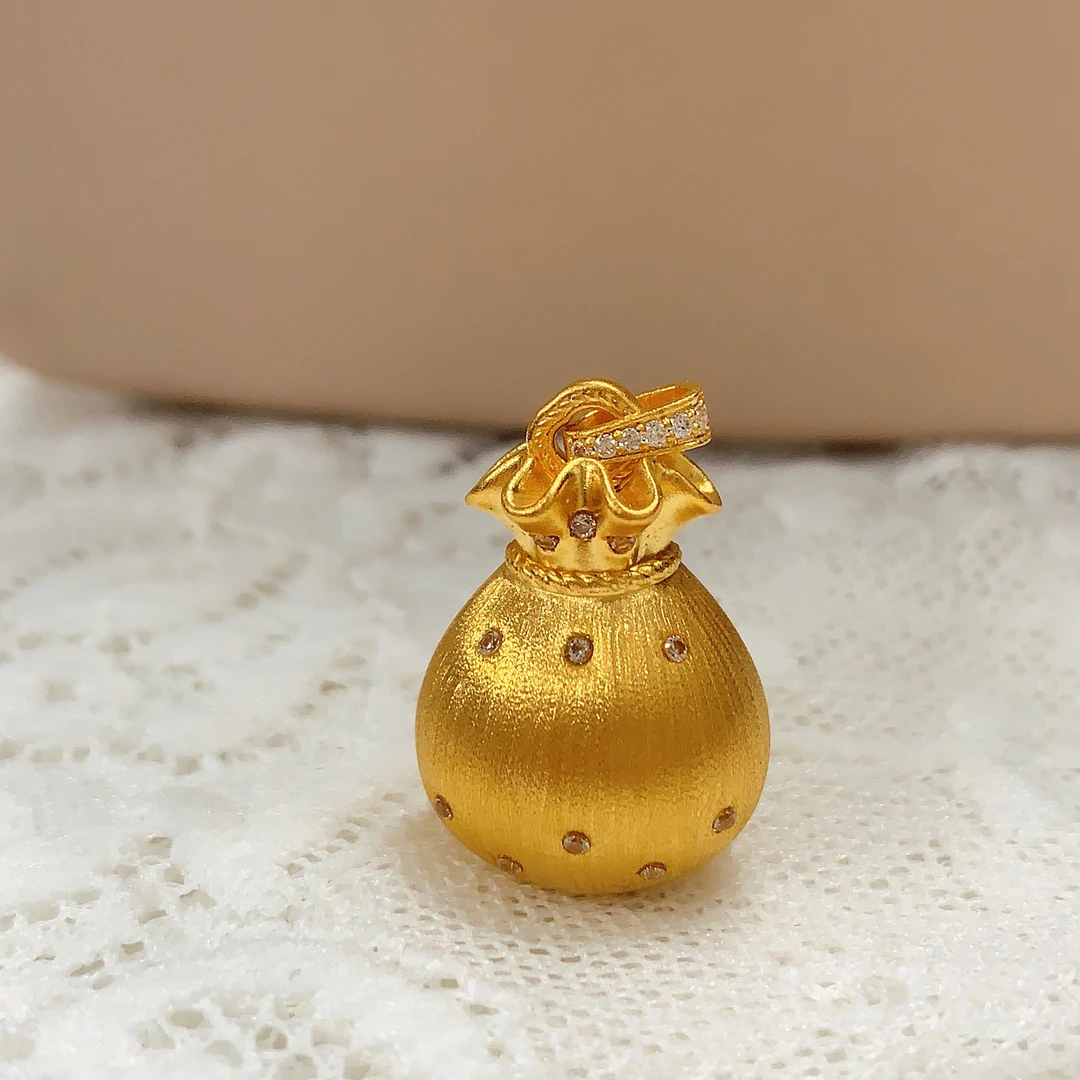 【水贝黄金】999足金5G拉丝小福袋吊坠X300