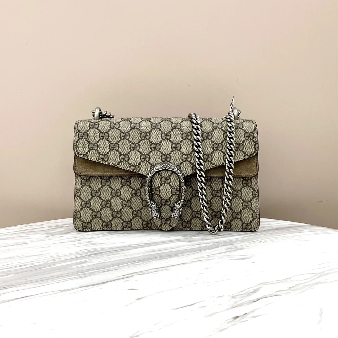 99新 GUCCI/古驰 老花拼驼色酒神 98新 尺寸约27*16