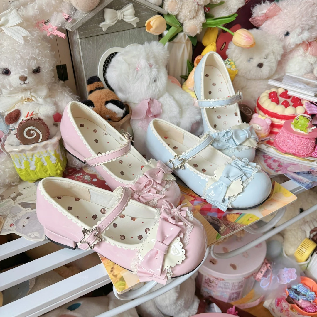 芙语心结蕾丝春季浅口休闲单鞋宝宝春秋蝴蝶结装饰镰仓高校Lolita