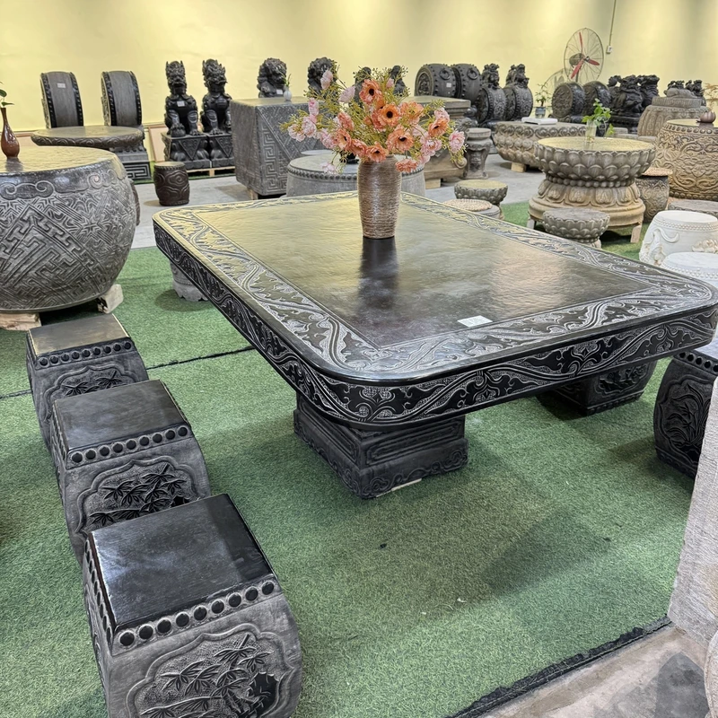青石大石桌六蹬梅兰竹菊高端大气庭院摆件包邮不包卸车