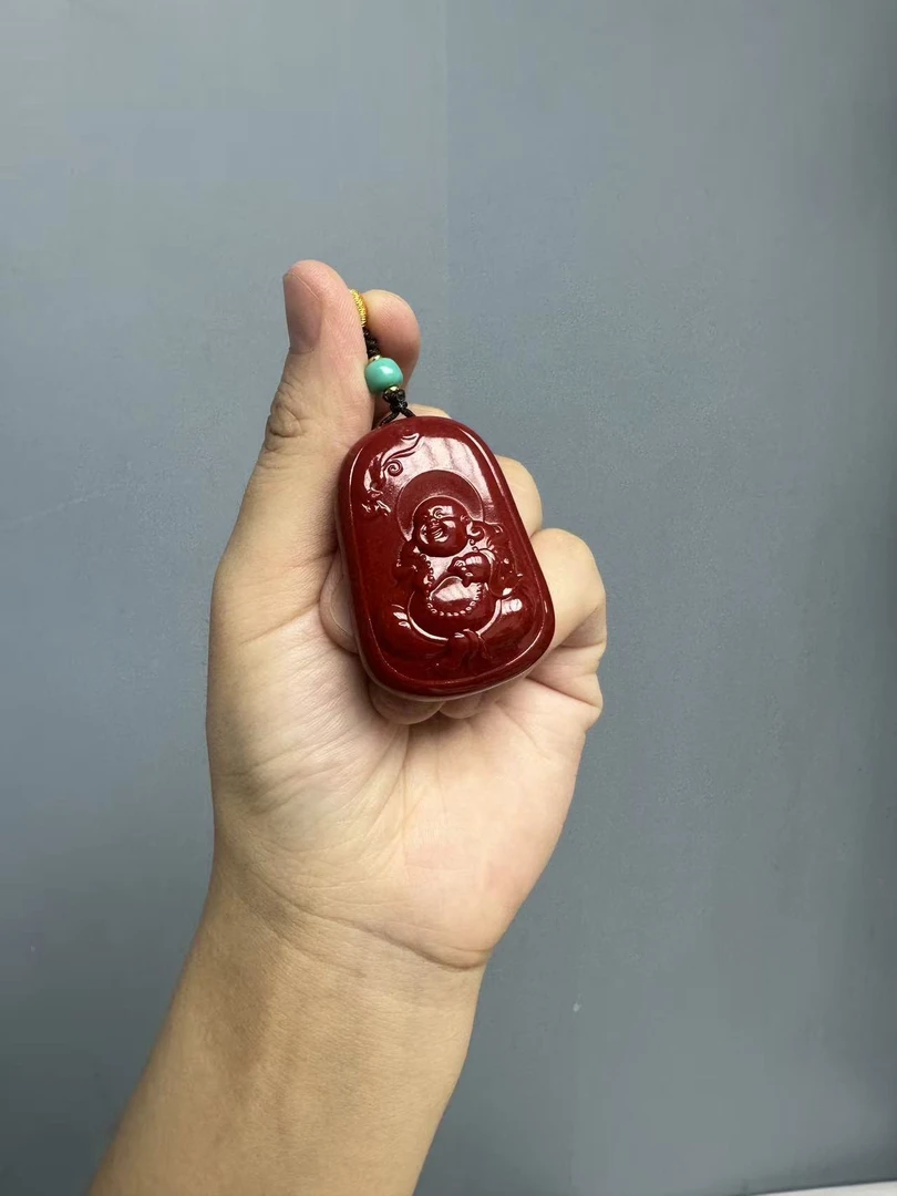 高货红色佛公无事牌吊坠