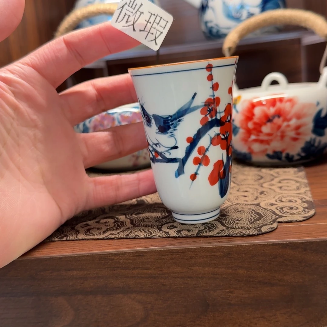 釉下手绘茶具微瑕