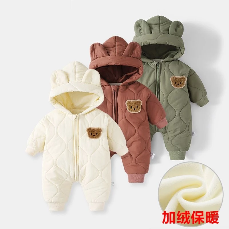 新生婴儿秋冬季男宝宝女外出连体衣服洋气加厚棉服0套装1岁半爬服