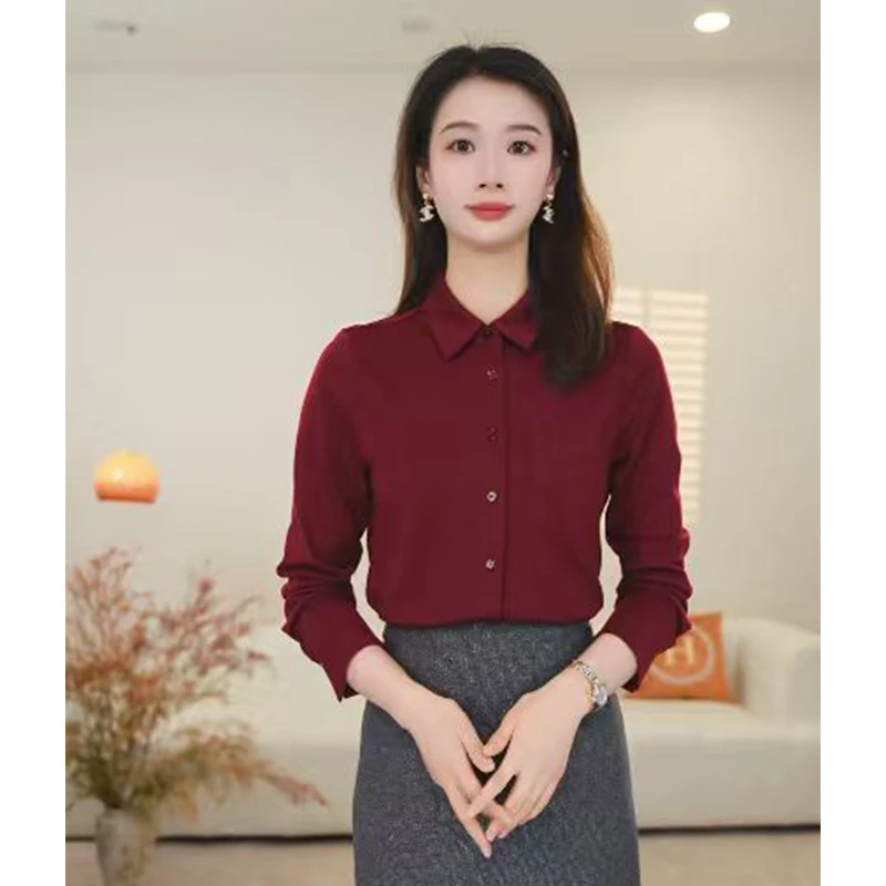 米思阳【柔软细腻，舒适羊毛】衬衫保暖洋气衬衫减龄女5M25DC5549