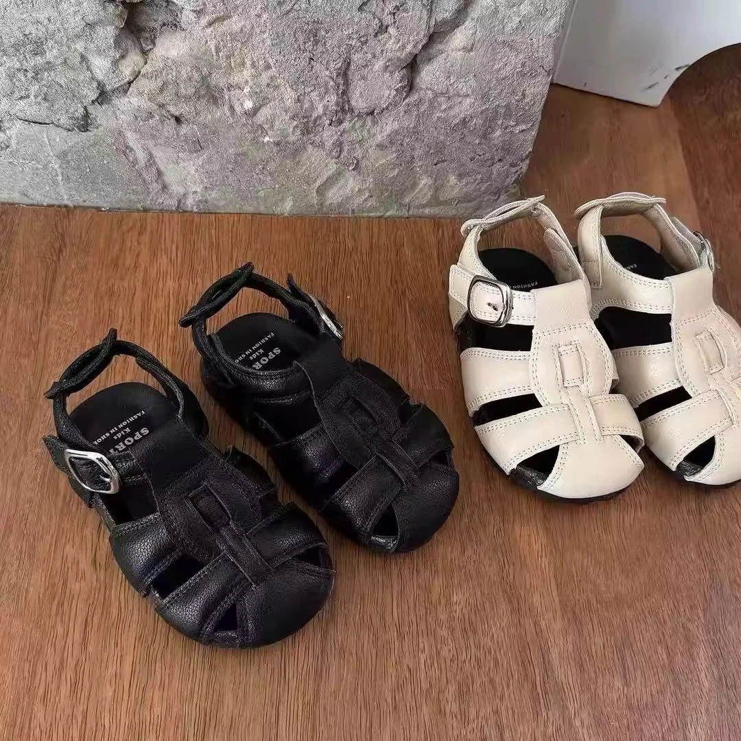 ABC女童凉鞋2025夏季儿童鞋子罗马鞋编织皮透气沙滩鞋男童勃肯鞋