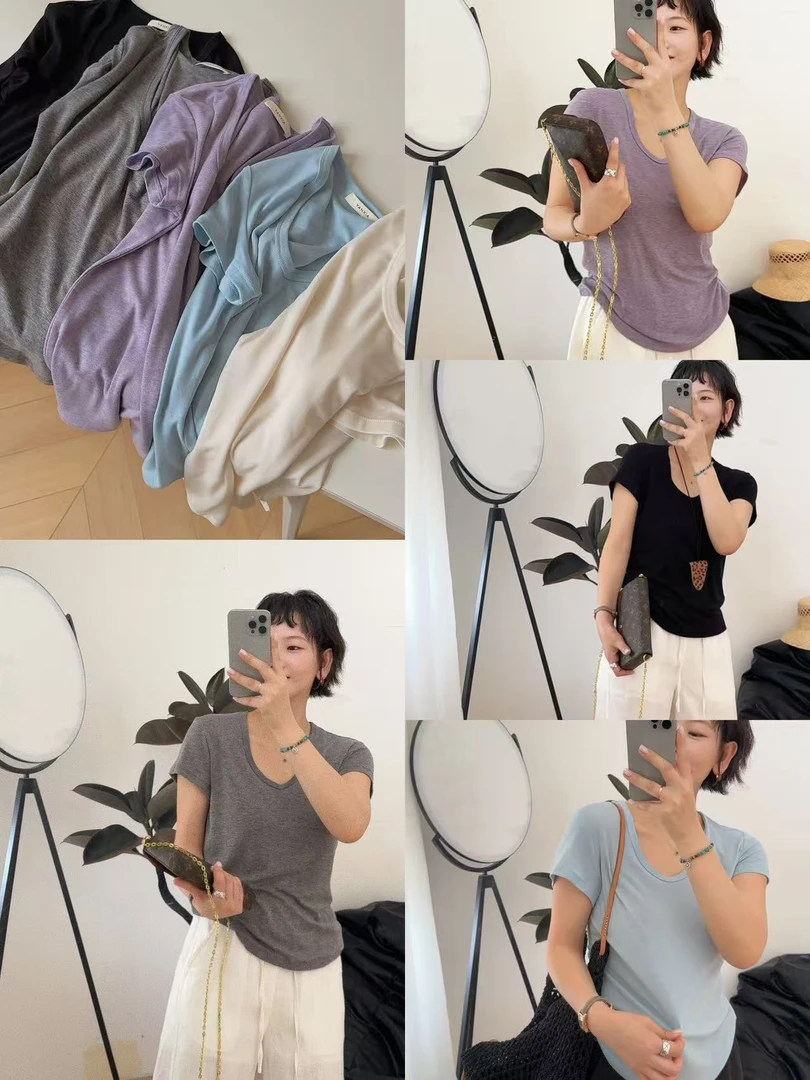 "马卡龙色系" 羊毛+兰精天丝短袖 巨舒服 柔软 常规修身款 W-220