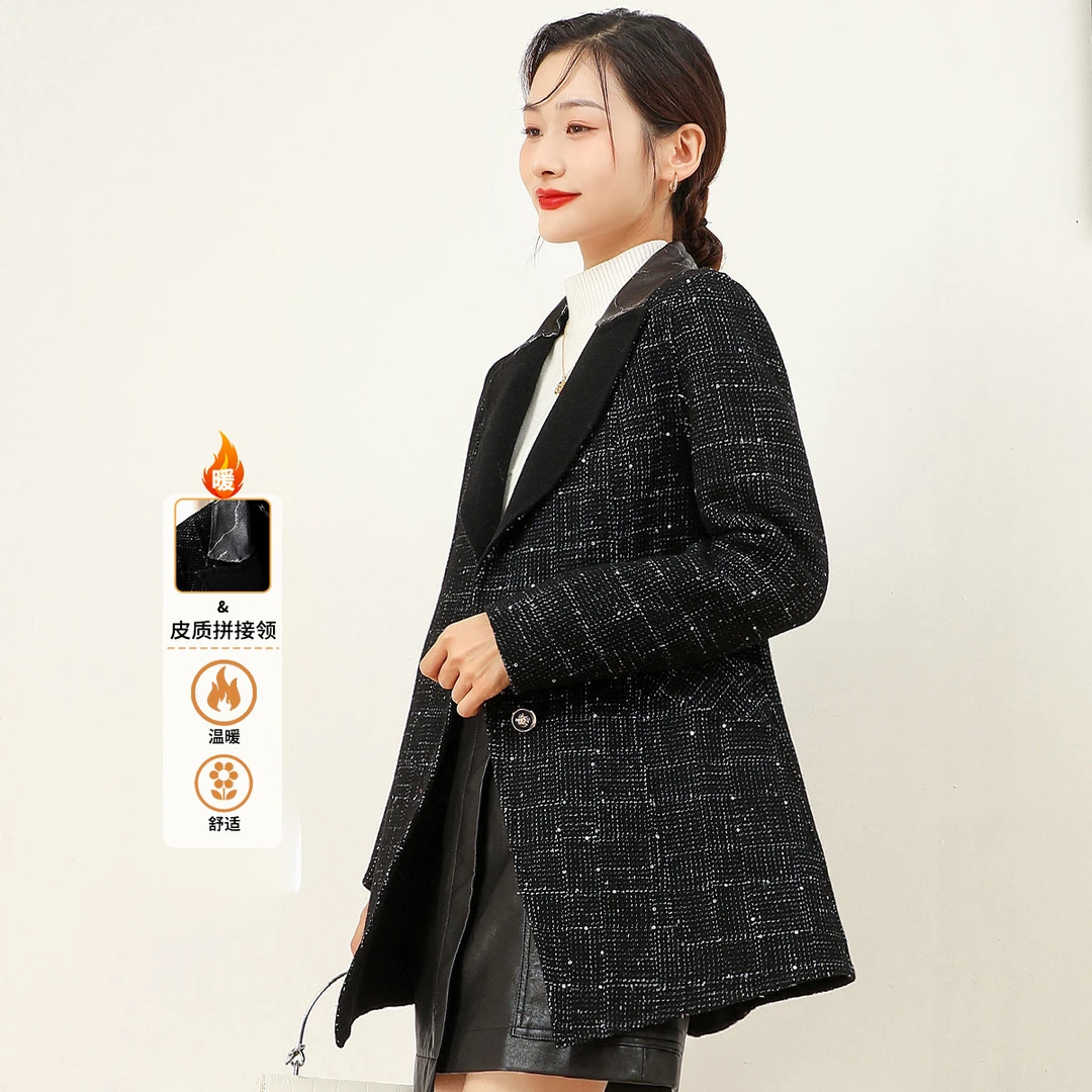 冬季亮片翻领时尚洋气小香风厚款外套ID918133