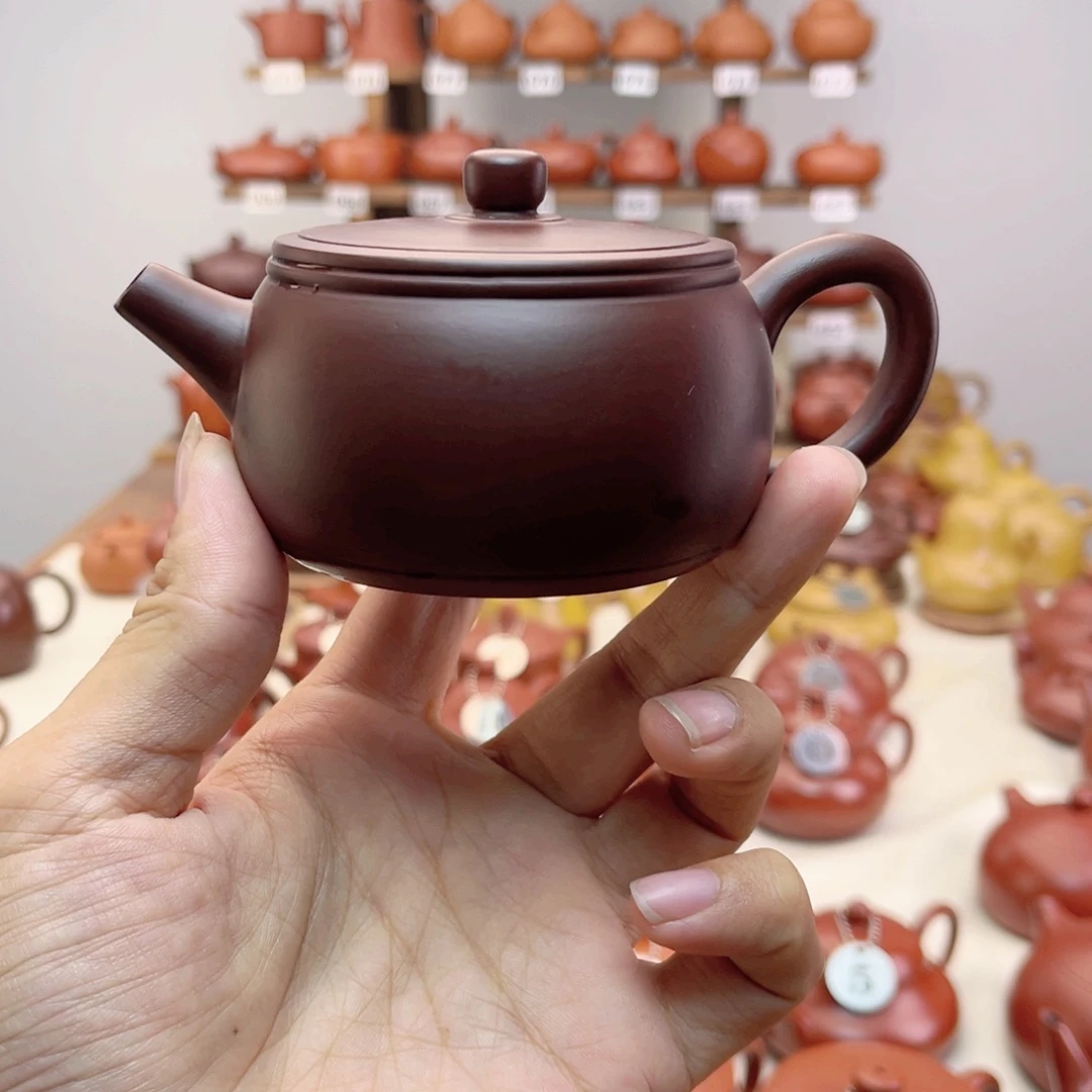 茶壶紫砂紫泥圆鼓170cc