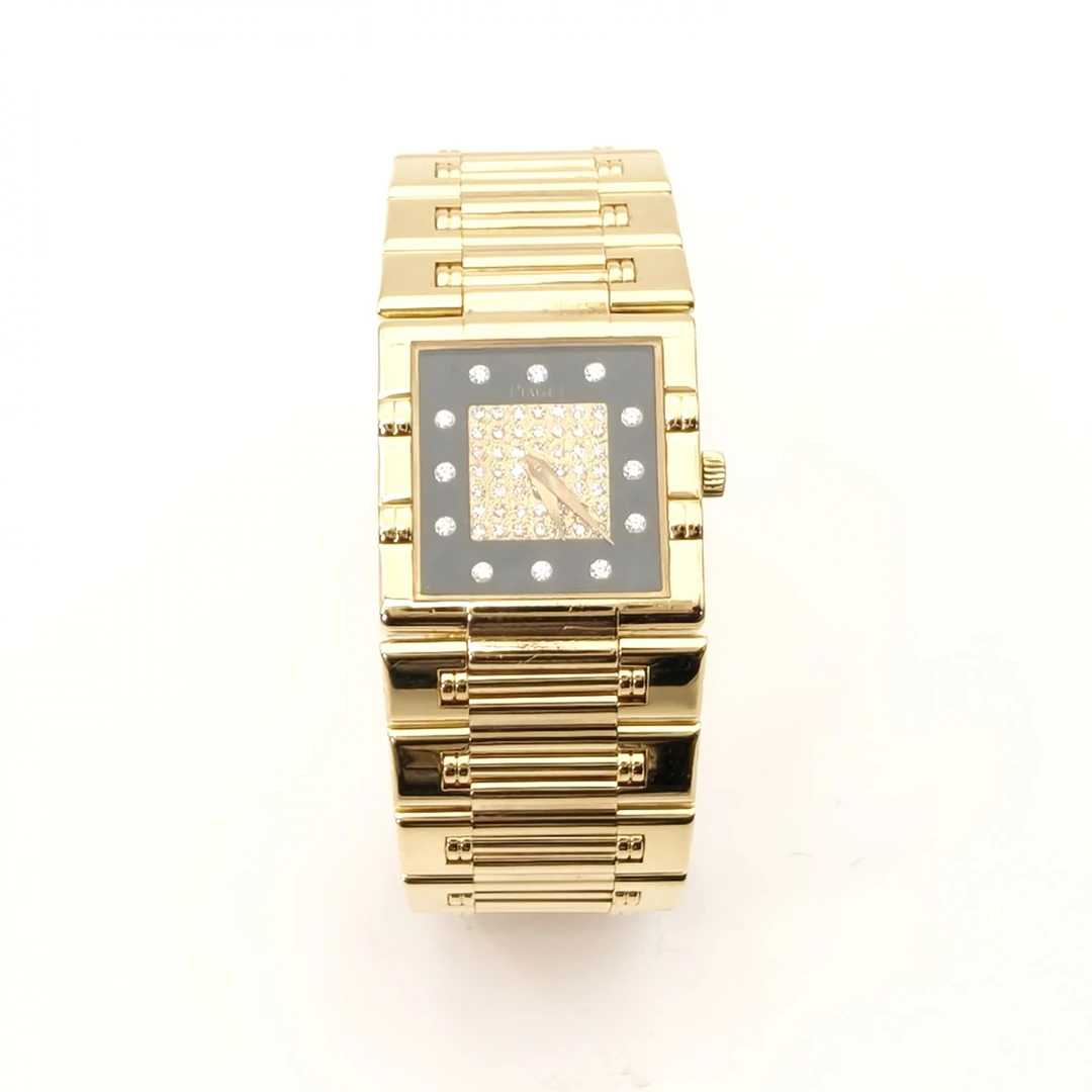 99新 Piaget/伯爵 小花6欢 伯爵方形18K金原钻手动机械腕表23mm