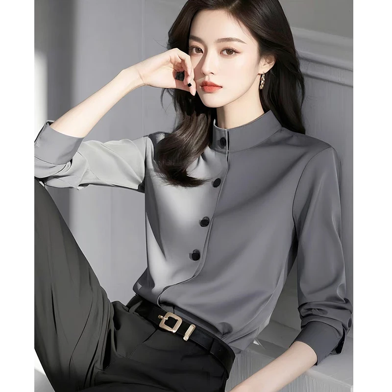 YE#小众别致上衣轻奢衬衫女春季新款时尚气质通勤衬衣DY12362