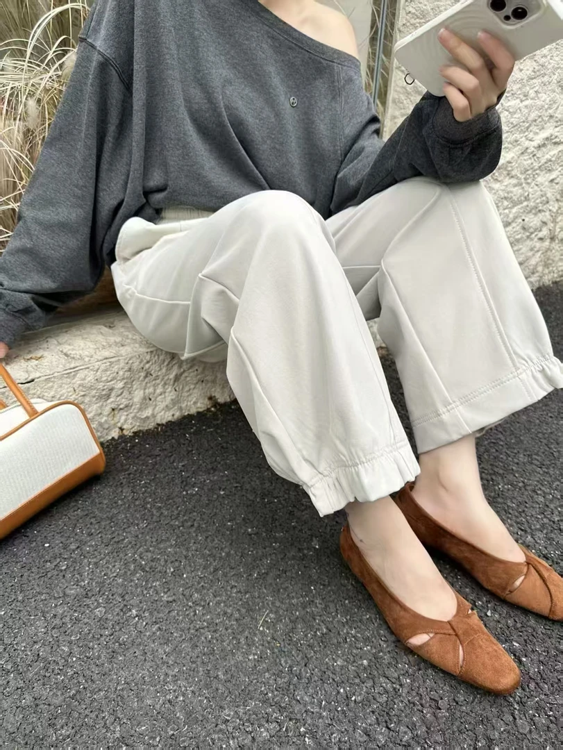 JF9906灯笼裤常规款哈伦裤休闲裤百搭直筒裤垂感时尚女士牛仔裤