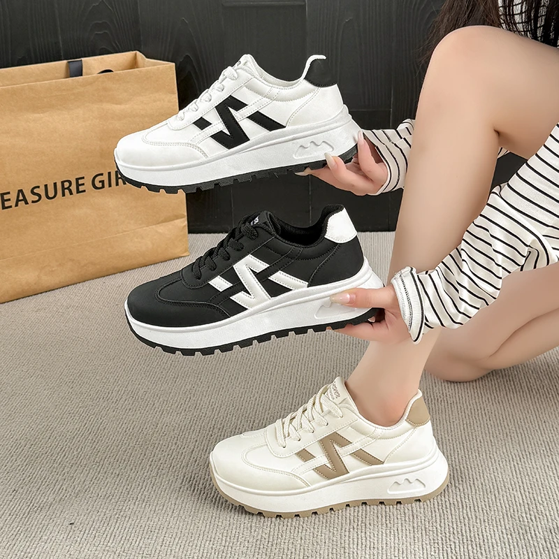 秋季百搭时尚透气休闲鞋鞋子低跟拼接春秋韩版女鞋