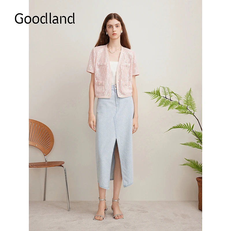 【晨粉专享价】Goodland美地女装牛仔半裙LC34250180