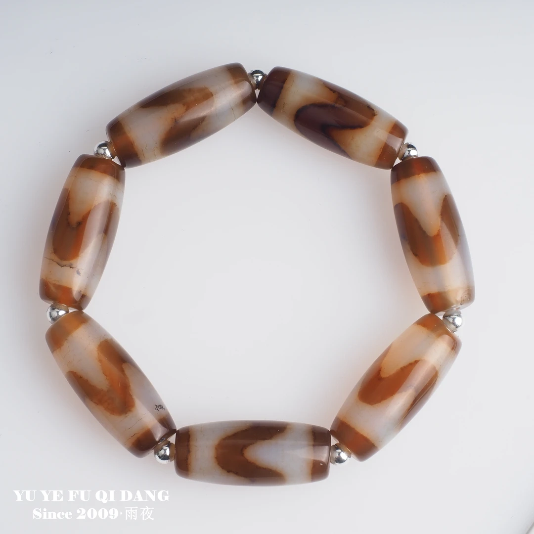 天珠爆！措丝白芯台工渗透精工精挑可打手串配饰天珠玛瑙