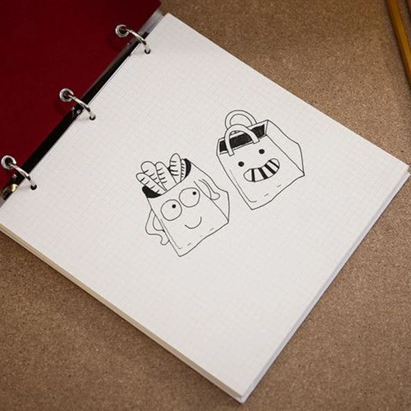 活页笔记本子小清新学生手绘网格像素画方格本创意空白手账本可拆