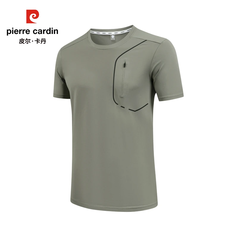 皮尔卡丹夏季速干短袖休闲t恤舒适百搭透气宽松薄款户外运动