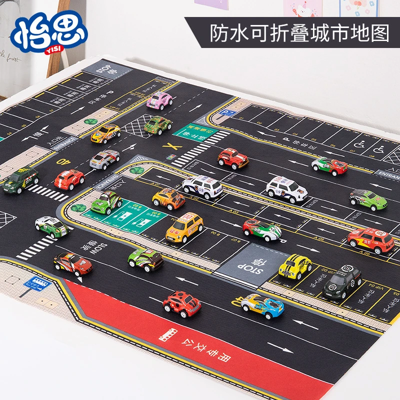 交通城市地图红绿灯玩具停车场爬行防水地垫幼儿园益智玩具