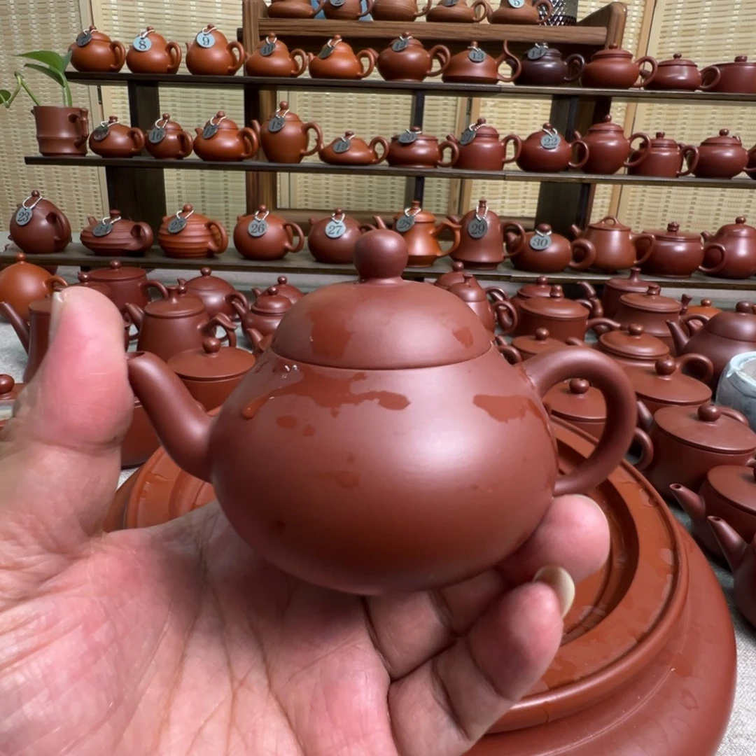 用***8茶壶紫砂潮州手拉朱泥壶，微瑕不退换