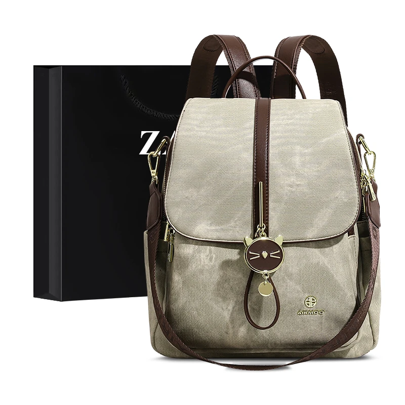 ZAR&RUILR/查瑞娜大容量休闲双肩包包女简约时尚轻便可单肩背包