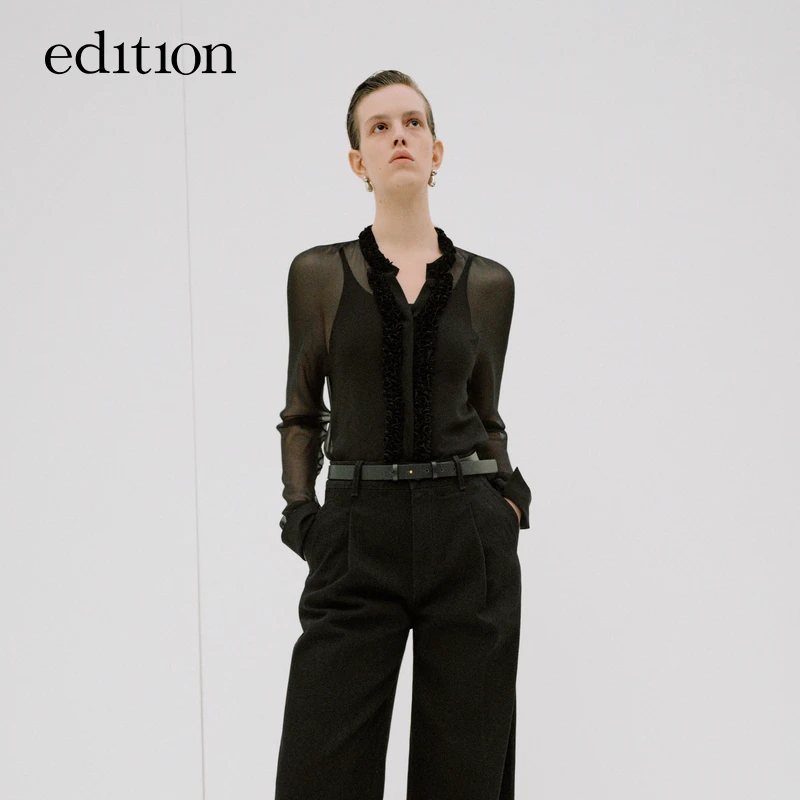 【新品首降】edition精英衣橱系列木耳边桑蚕丝两件套#EBD3TOP012