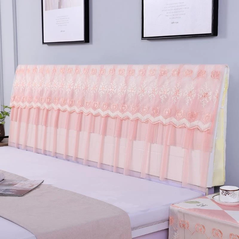 FANZHESA实木床头罩盖布公主高级感防尘罩花边薄款半包蕾丝纱网洋