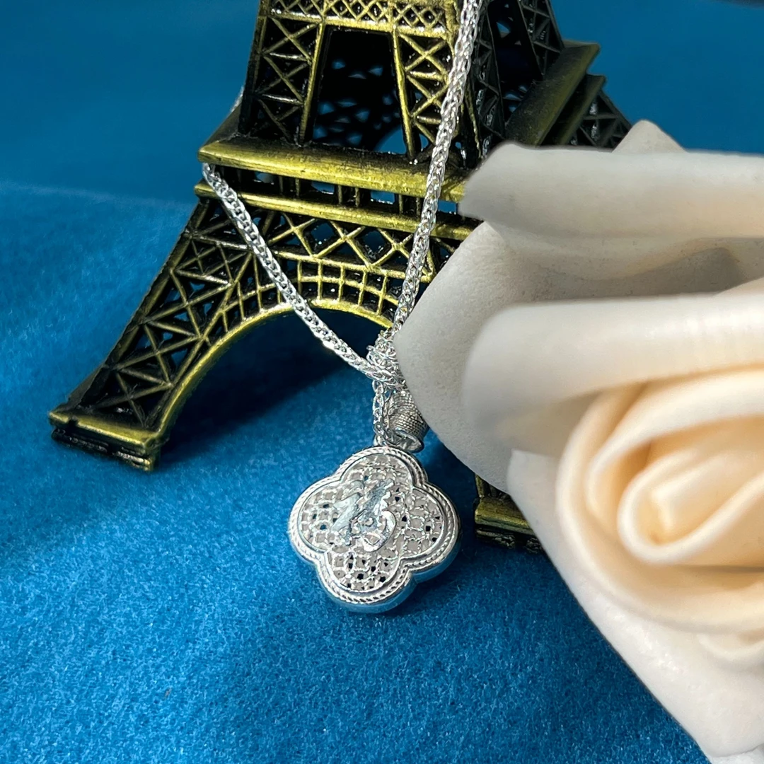 坠链均足银 足银纯手工 竹叶福字四叶草坠链